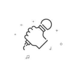 hand with microphone simple line icon symbol vector