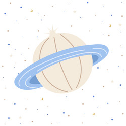 Planet saturn in flat style on background vector