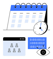 schedule planning and data analysis with eye vector image