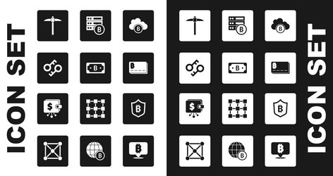 set cryptocurrency cloud mining bitcoin key vector image