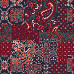 Paisley bandana fabric patchwork wallpaper Vector Image