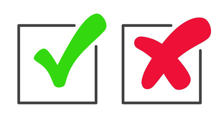 checkmark green tick and red cross approved vector image
