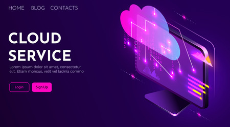 computer connected to cloud server service vector image