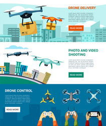 Control and use drones horizontal banner fast vector