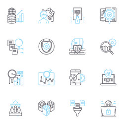 data management linear icons set database vector image
