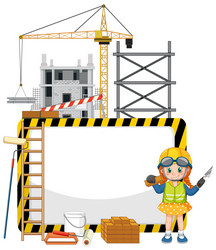 empty banner with construction objects vector