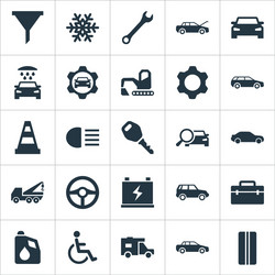set of simple auto icons elements truck snowflake vector image