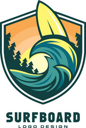 Tropical Surfboard Logo Vector Image