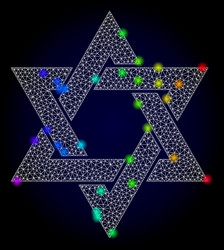 2d mesh david star with spectrum colored vector