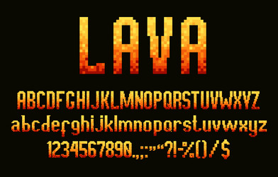 8-Bit Pixel Lava Font vector image