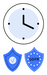 clock with security shields highlighting data vector image
