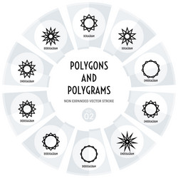 set of polygons and polygrams non expanded stroke vector image
