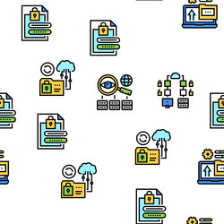 Ssh sftp file transfer protocol icons set vector