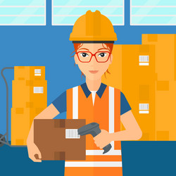worker checking barcode on box vector image