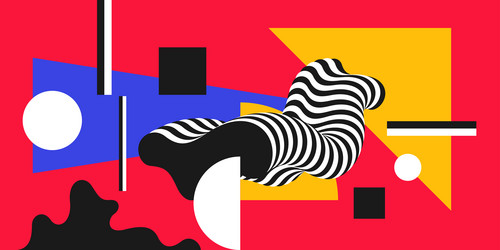 a composition with geometric and amorphous shapes vector image