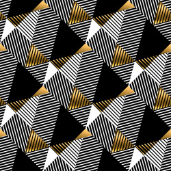 Abstract gold and black geometric seamless pattern vector