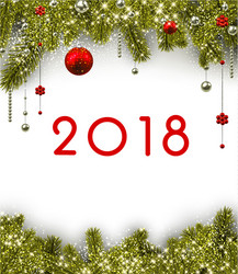 christmas 2018 background with spruce branches vector image