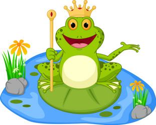 Cute Frog Prince Cartoon Vector Image