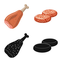 isolated object of meat and ham sign collection vector image