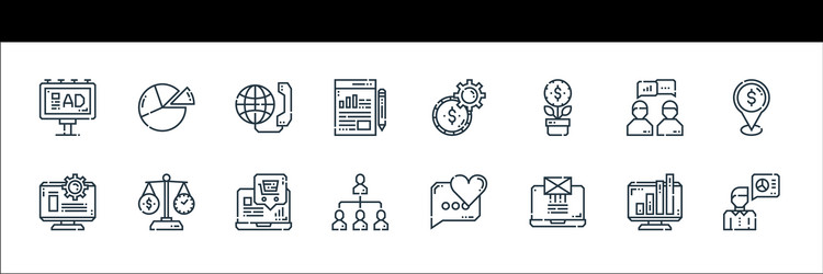 marketing line icons linear set quality vector image