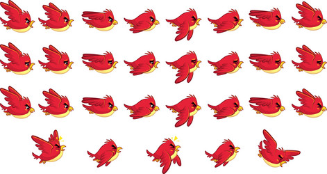 Red Bird Sprite Sheets - Action Game vector image