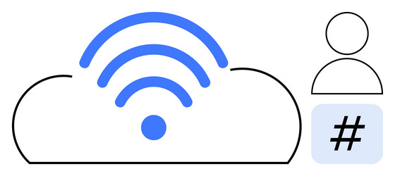 cloud connectivity with wireless signal and user vector image