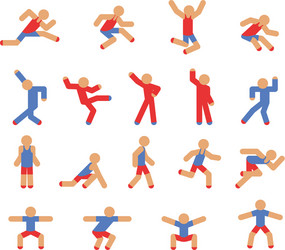 man in running jumping and dancing poses vector