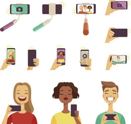 peoples making selfie various tools Vector Image