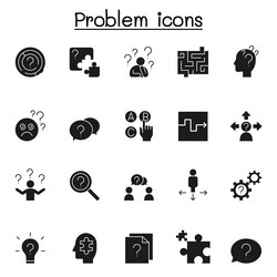 problem and question icon set in glyph style vector image