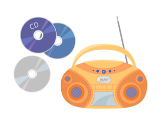 cd recorder isolated and compact disks 90s vector