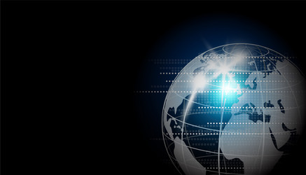 digital global network design on black background vector image