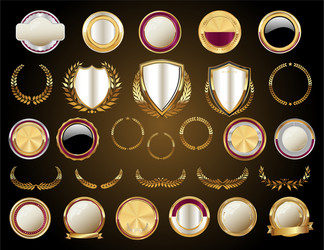 Empty gold and silver labels collection 03 vector