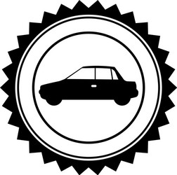 Monochrome circular seal with automobile in side vector