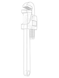 outline adjustable wrench vector image