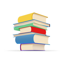 pile different colorful textbooks in stack vector image