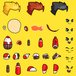 Robot Game Sprites - Red vector image