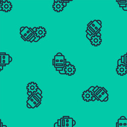 blue line robot setting icon isolated seamless vector image