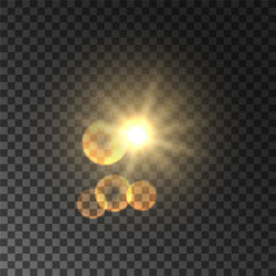 golden spot light with lens flare effect vector image