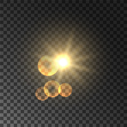 Golden spot light with lens flare effect vector