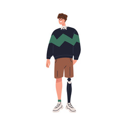 man with prosthetic leg bionic artificial limb vector image