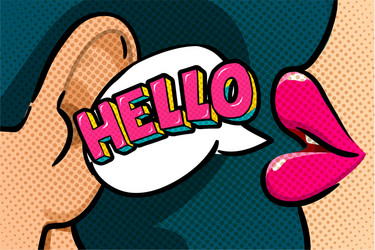 Pop Art Lips with Hello Message vector image