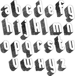 Retro 3D Font with Textured Lines vector image
