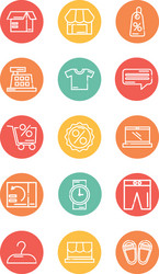 set icons shopping block and flat style icon vector image