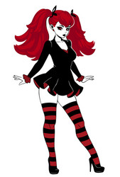 Beautiful gothic doll in cartoon style vector