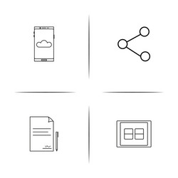 files and folders sign simple linear icons set vector image
