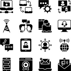 pack data and networking solid icons vector image