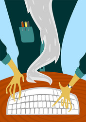 Senior Man Using Computer vector image