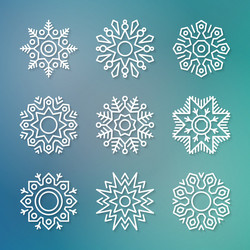 Snowflake Flat Line Set vector image