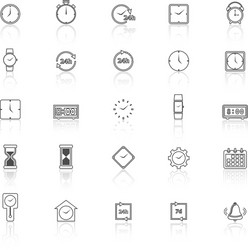 time line icons with reflect on white background vector image