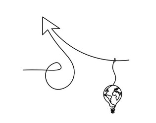 Abstract continuous lines arrows and light bulb vector